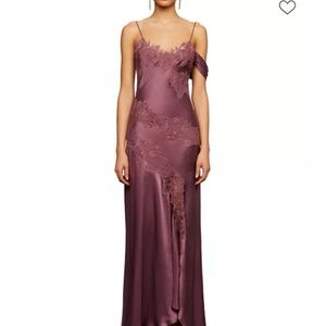 AMUR Reese Silk Cascade Purple Maxi Dress